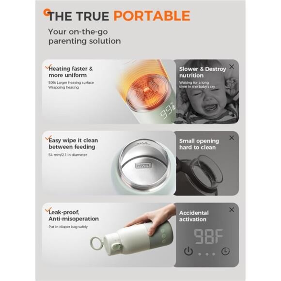 Cordless Portable Milk Warmer Super Fast Charging, Instant breastmilk, Formula - Picture 2 of 7
